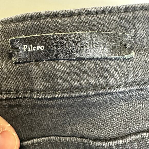 Pilcro Letterpress Anthropologie Black Crop Embellished Jeans Womens Size 29 - Picture 12 of 16